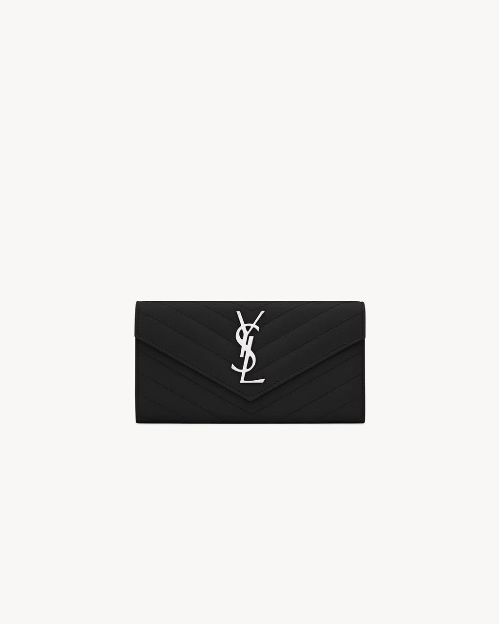 YSL CASSANDRE MATELASSÉ LARGE FLAP WALLET IN GRAIN DE POUNDRE LEATHER