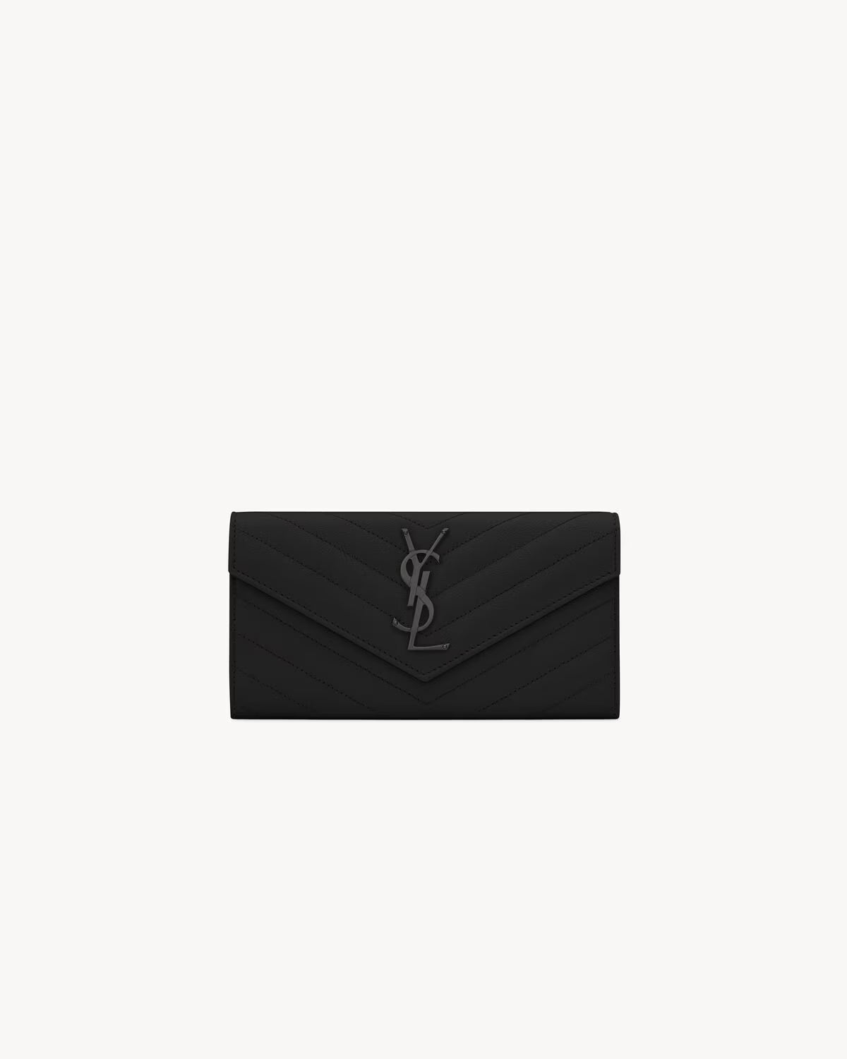 YSL CASSANDRE MATELASSÉ LARGE FLAP WALLET IN GRAIN DE POUNDRE LEATHER