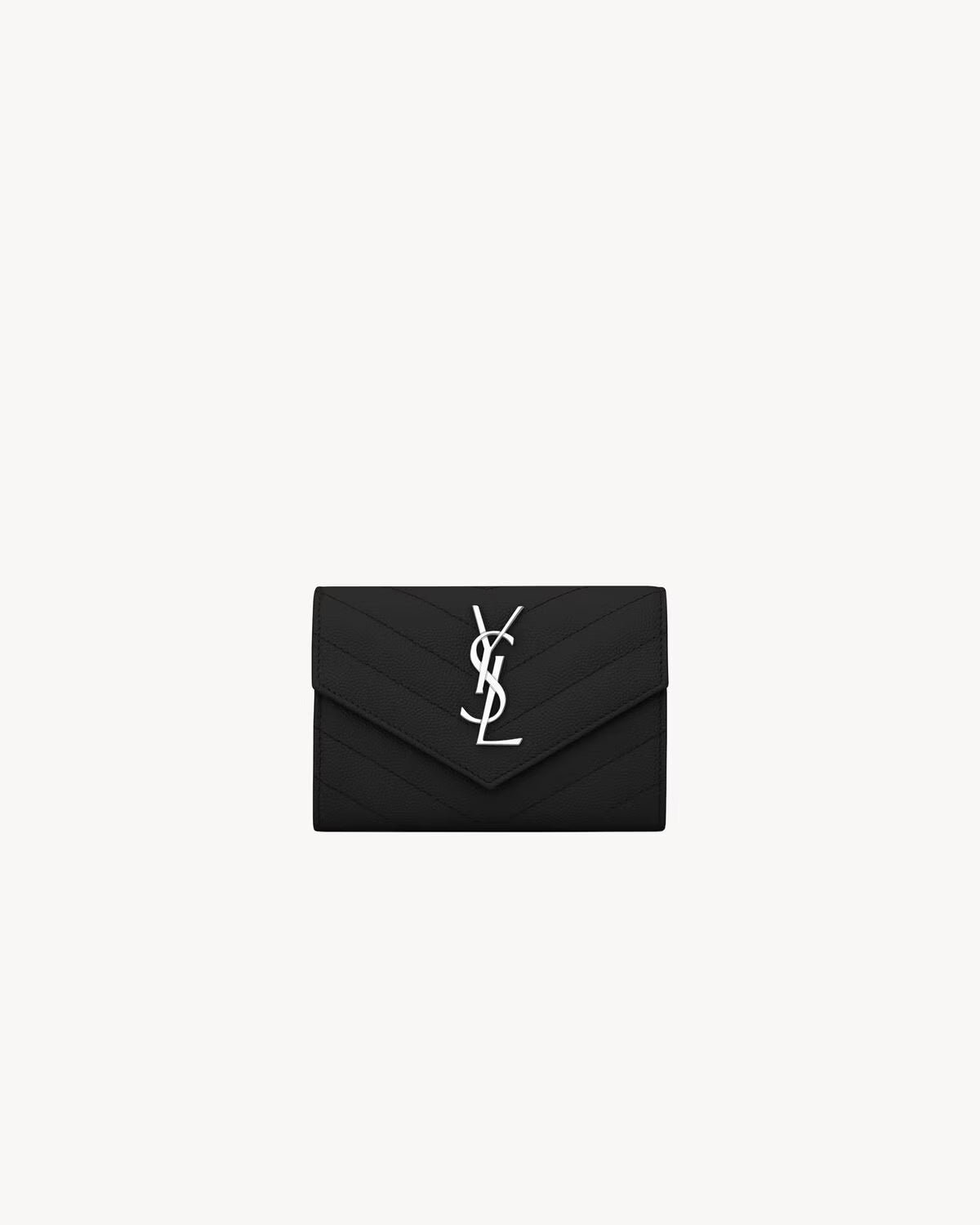 YSL CASSANDRE MATELASSÉ SMALL ENVELOPE WALLET IN GRAIN DE POUNDRE LEATHER