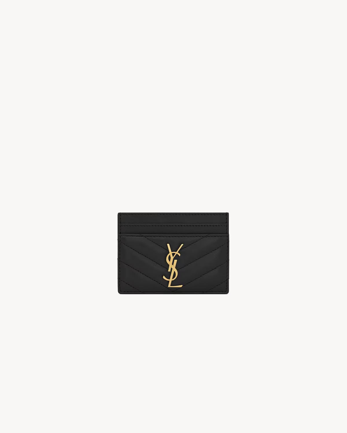 YSL CASSANDRE MATELASSÉ CARD CASE IN LAMBSKIN