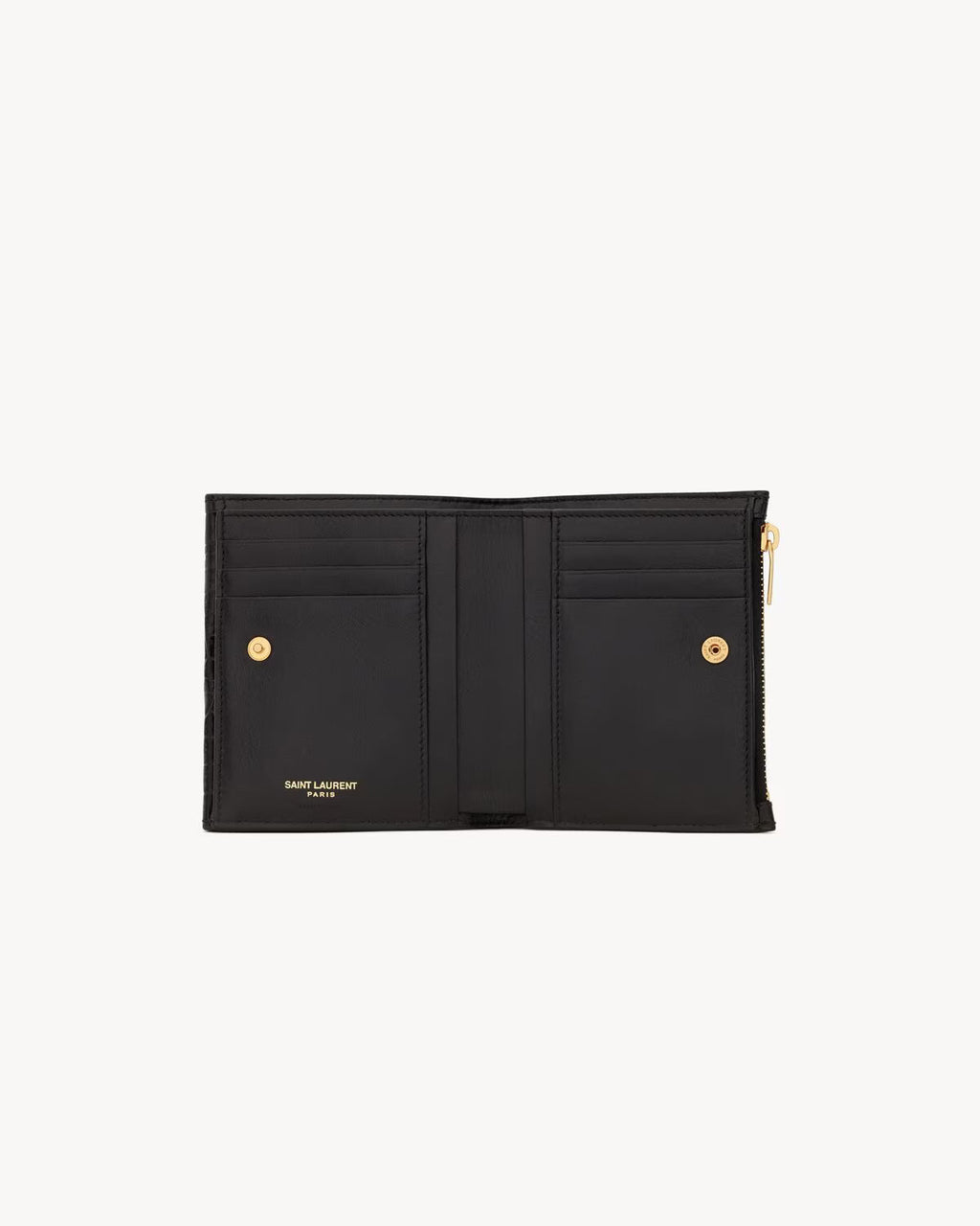 YSL UPTOWN COMPACT WALLET IN CROCODILE-EMBOSSED SHINY LEATHER